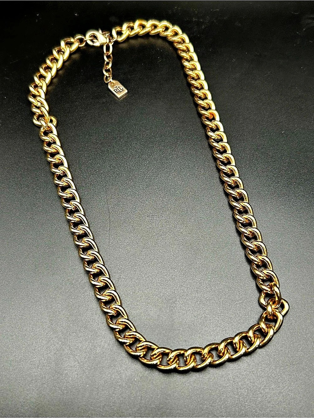 Ralph Lauren Gold-Tone Curb Chain Necklace 9”